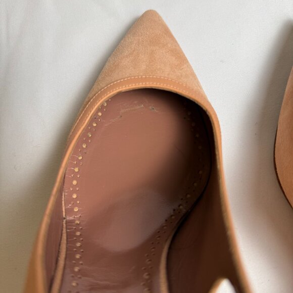 Manolo Blahnik | Size 40.5, US 10.5 | Alassa 70 leather-trimmed suede pumps $845 - Picture 4 of 6